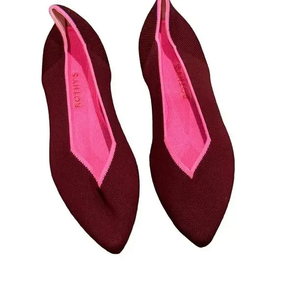 Rothy's The Point Ballet Flat Slip-On Merino Wool Currant Pink Size W9.5 NWOB - Picture 12 of 12